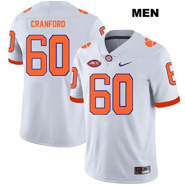 Men's Clemson Tigers #60 Mac Cranford Stitched White Legend Authentic Nike NCAA College Football Jersey ODG4846BK